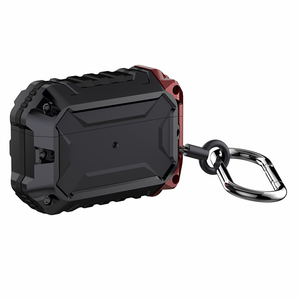 Thunder Series Silicone + Metal Anti Fall Protective Cover Earphone Case for Apple AirPods Pro - Black / Red