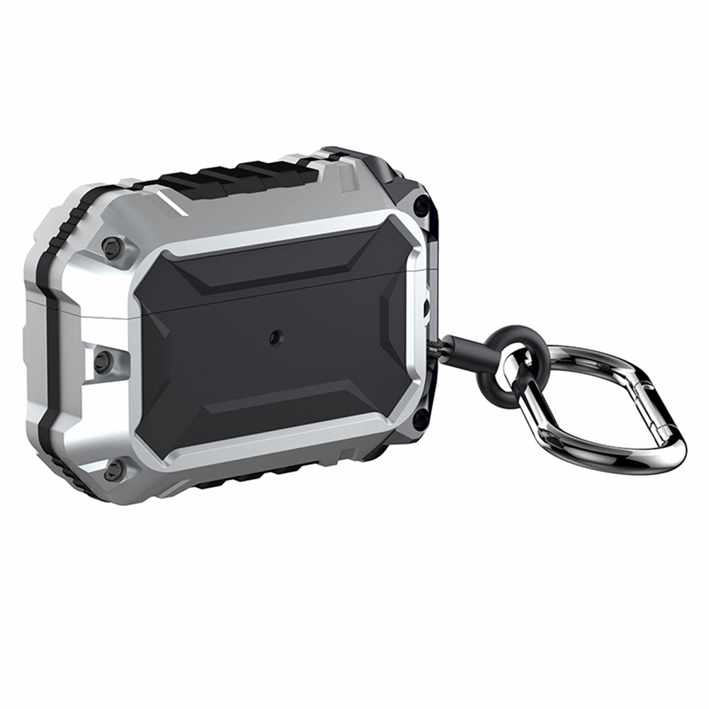 Thunder Series Silicone + Metal Anti Fall Protective Cover Earphone Case for Apple AirPods Pro - Silver