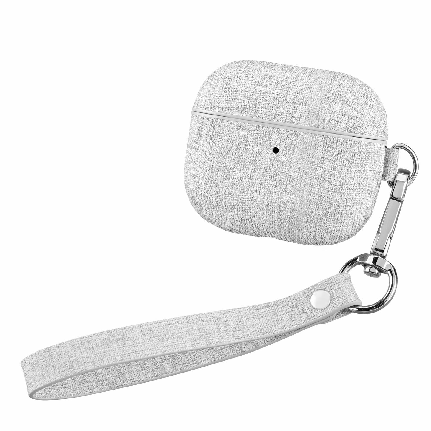 Uniqkart FT9 Shockproof Anti-lost Leather Earbuds Case Cover Anti-drop Full Protective Case for AirPods 3 (Support Wireless Charging) - Light Grey