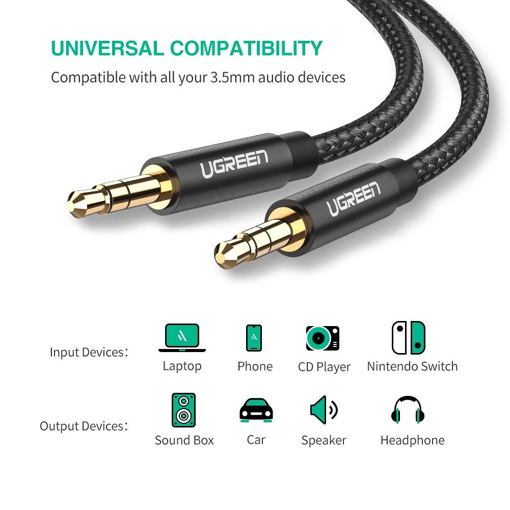 Uniqkart 1m AUX Cord 3.5mm Male to Male Stereo Audio Cable for MP3 Player Car Speaker