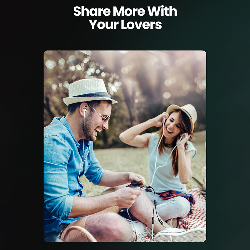 Uniqkart 3.5mm Audio Splitter Extension Cable 3.5mm Jack 1 Male to 2 Female Mic Y Splitter for Laptop Headphone Aux Cable