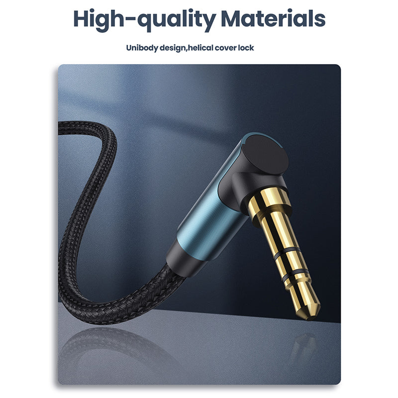 Uniqkart 1m AUX Cord 3.5mm Male to Male 90 Degree Audio Extension Cable