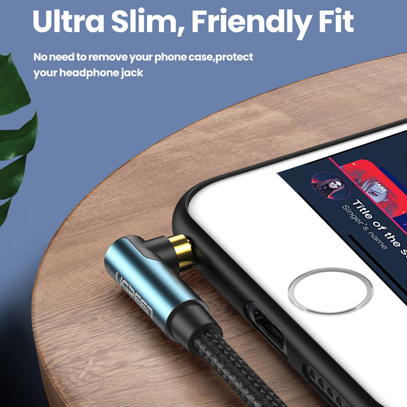 Uniqkart 1m AUX Cord 3.5mm Male to Male 90 Degree Audio Extension Cable