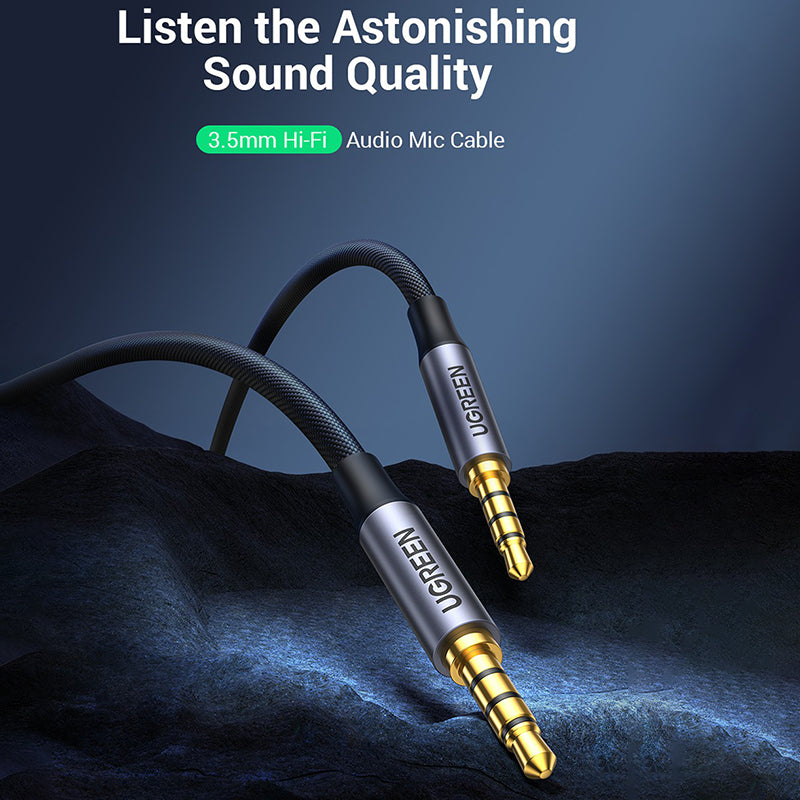 Uniqkart 1.5m 3.5mm Aux Cable TRRS Cable Male to Male Audio Stereo Jack HiFi Cable for Cellphone Speaker Car Headphone