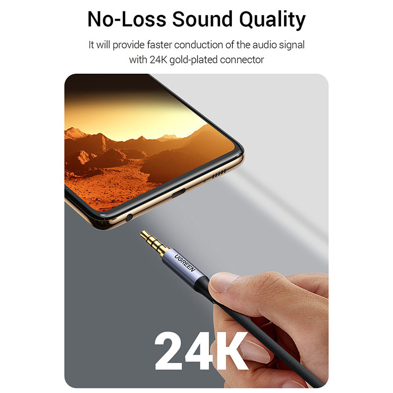 Uniqkart 1.5m 3.5mm Aux Cable TRRS Cable Male to Male Audio Stereo Jack HiFi Cable for Cellphone Speaker Car Headphone