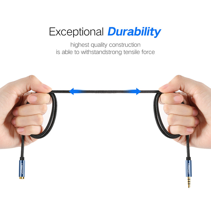 Uniqkart 1m Headphone Extension Cable Nylon-Braided 3.5mm Male to Female Audio Cord