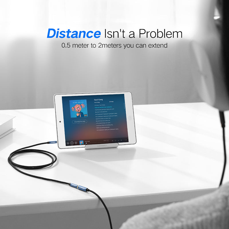 Uniqkart 2m 24K Gold-plated 3.5mm Male to Female Audio Extension Cable AUX Cord