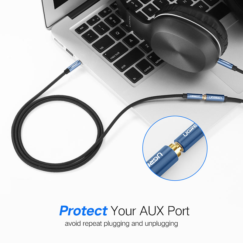 Uniqkart 2m 24K Gold-plated 3.5mm Male to Female Audio Extension Cable AUX Cord