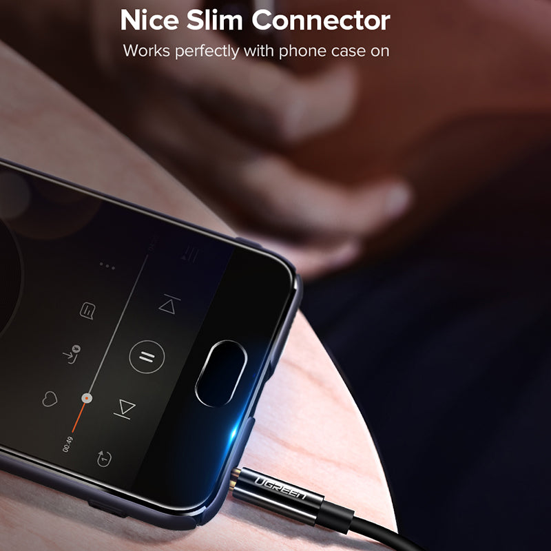 Uniqkart 20816 20cm 3.5mm Male to Dual 3.5mm Female Adapter AUX Cable Gold-Plated Connectors Braided Copper Wire for PCs/Laptops/Smartphones - Black