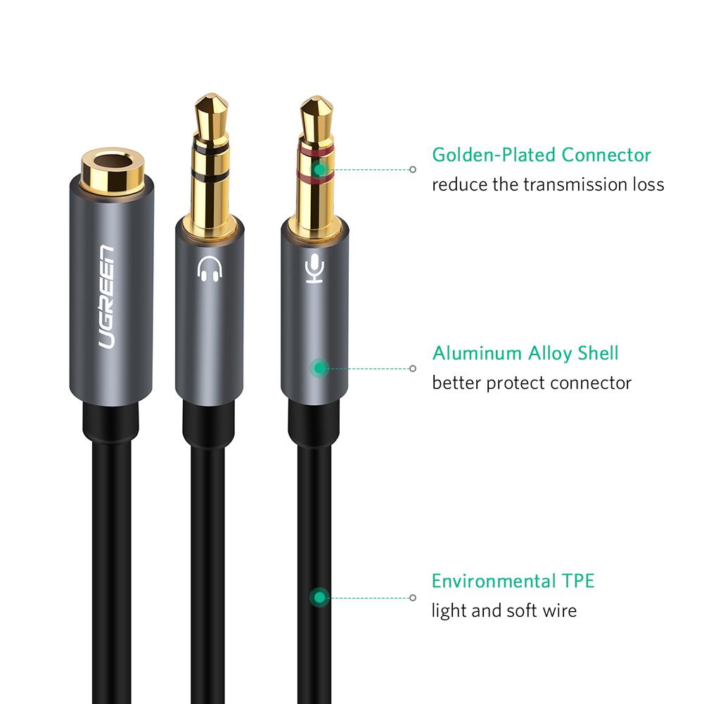 Uniqkart 3.5mm Stereo Y Splitter Cable 1 Female to 2 Male Headphone Adapter Cord