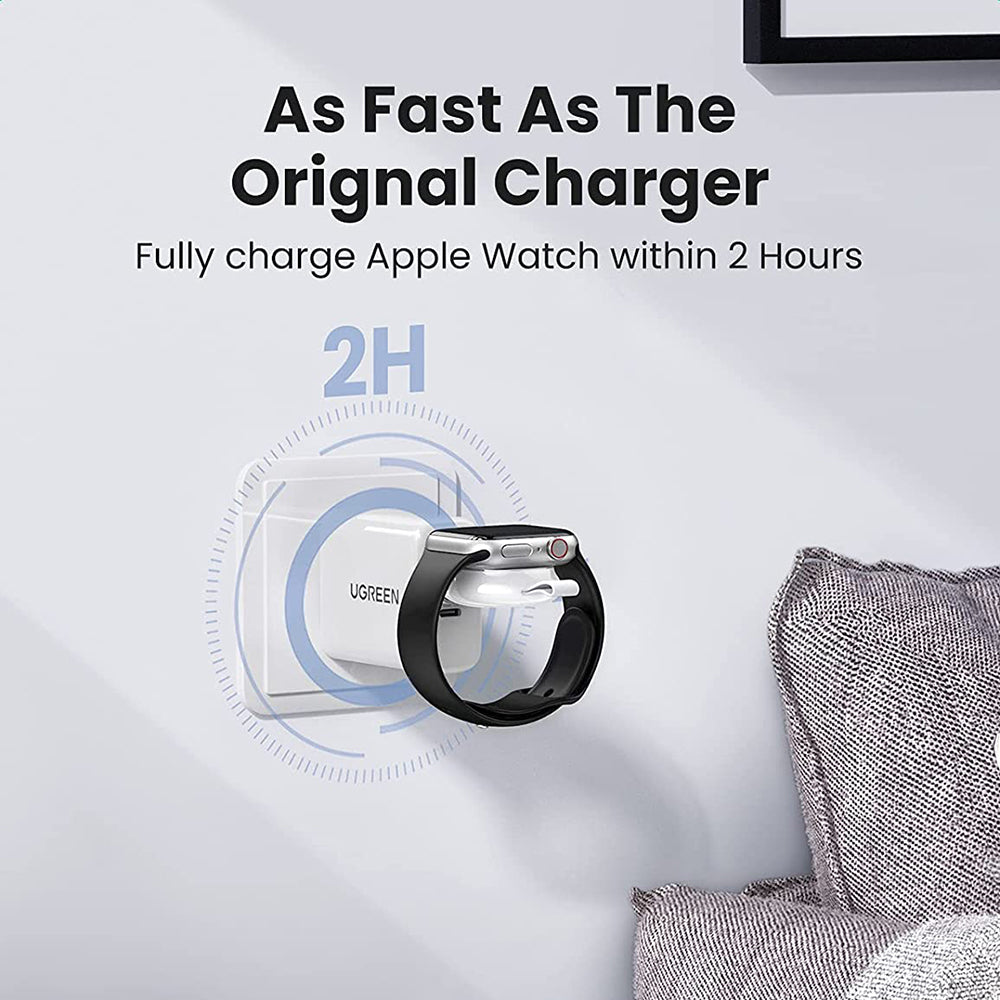 UGREEN 60709 Wireless Charger Compatible with Apple Watch Series 1/2/3/4/5/6/7/SE USB C Portable Magnetic Fast Charger Cordless Charging Station for Travel Home Office (MFi Certified)