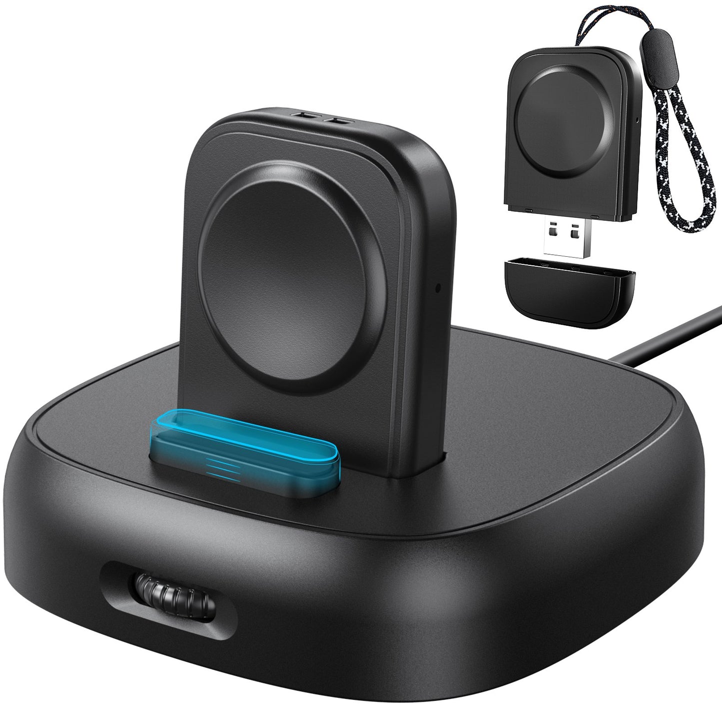 PT143 For Apple Watch 2 in 1 Magnetic Wireless Charger + Base, Height Adjustable - Black