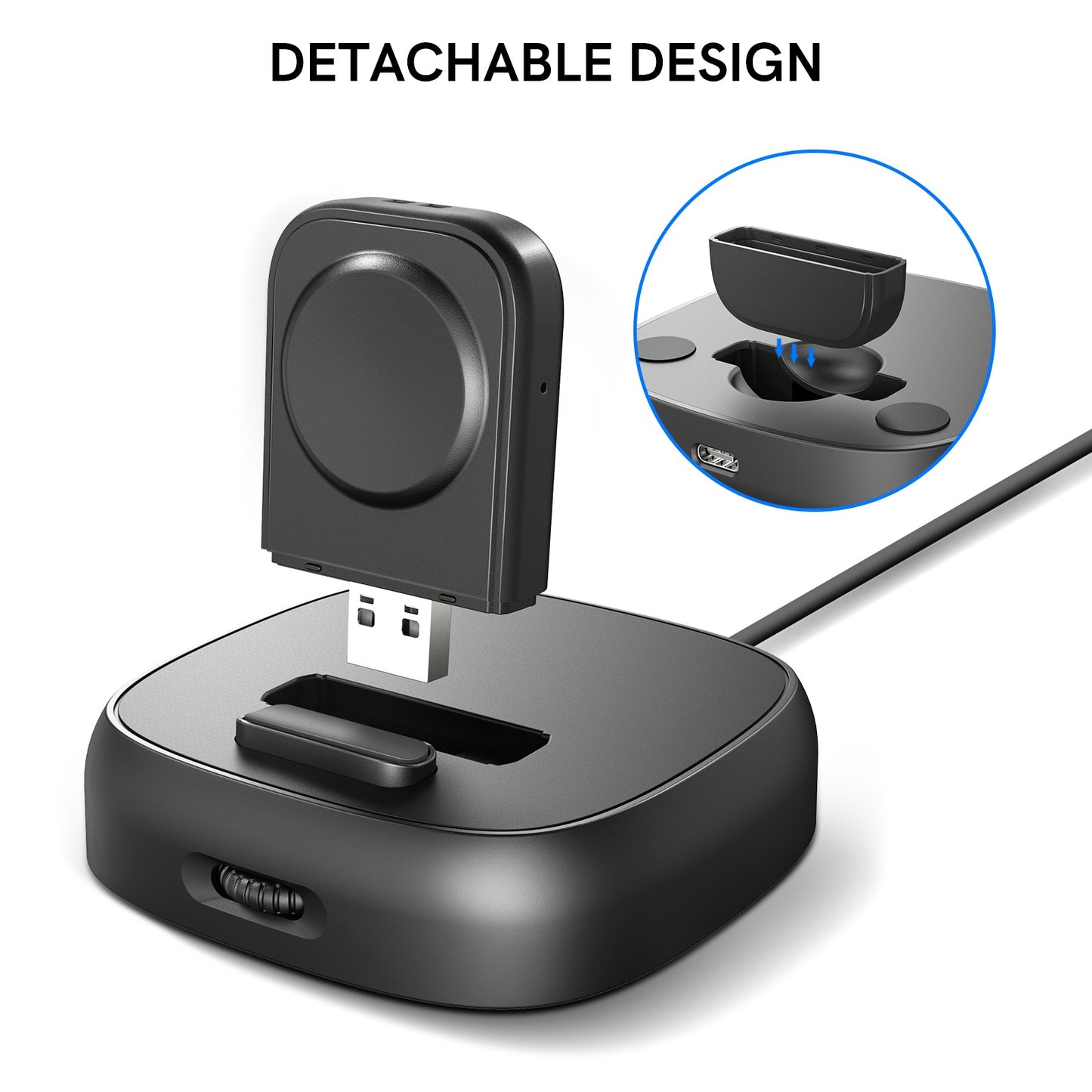 PT143 For Apple Watch 2 in 1 Magnetic Wireless Charger + Base, Height Adjustable - Black