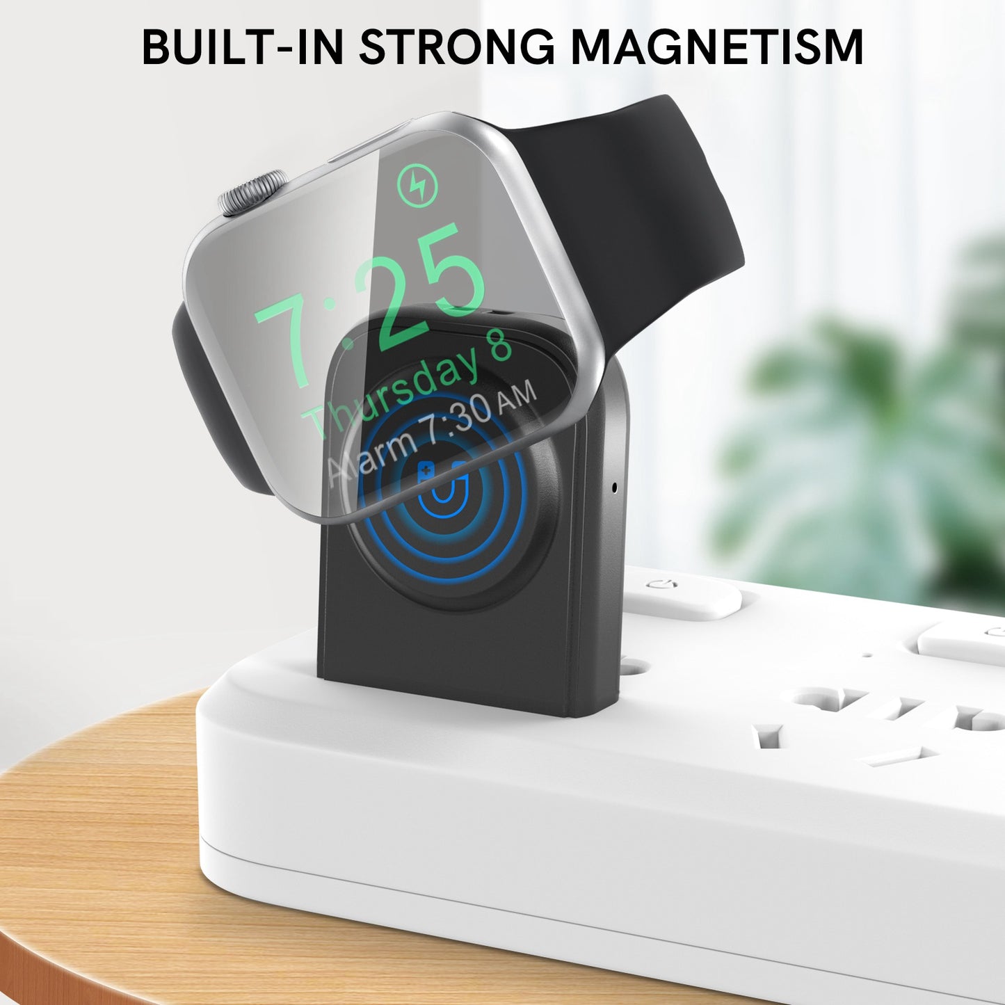 PT143 For Apple Watch 2 in 1 Magnetic Wireless Charger + Base, Height Adjustable - Black