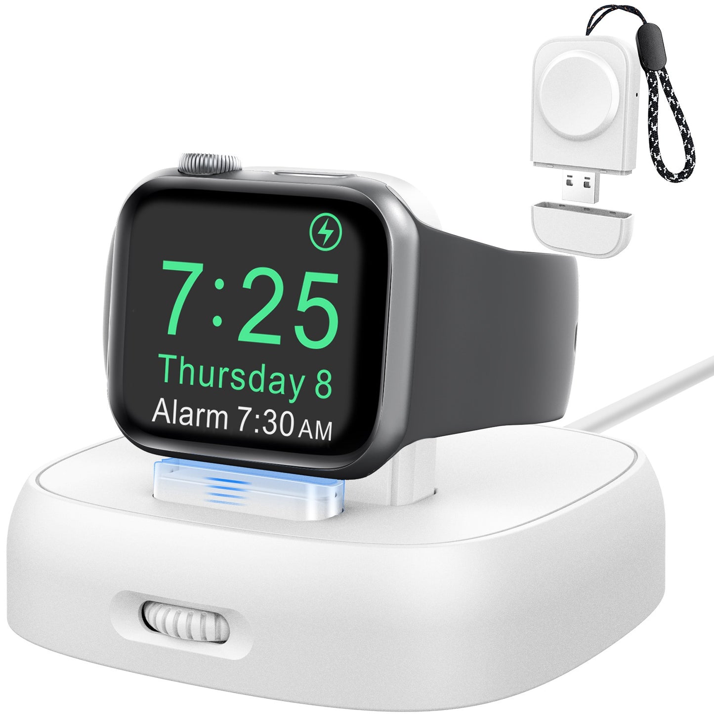 PT143 For Apple Watch 2 in 1 Magnetic Wireless Charger + Base, Height Adjustable - White
