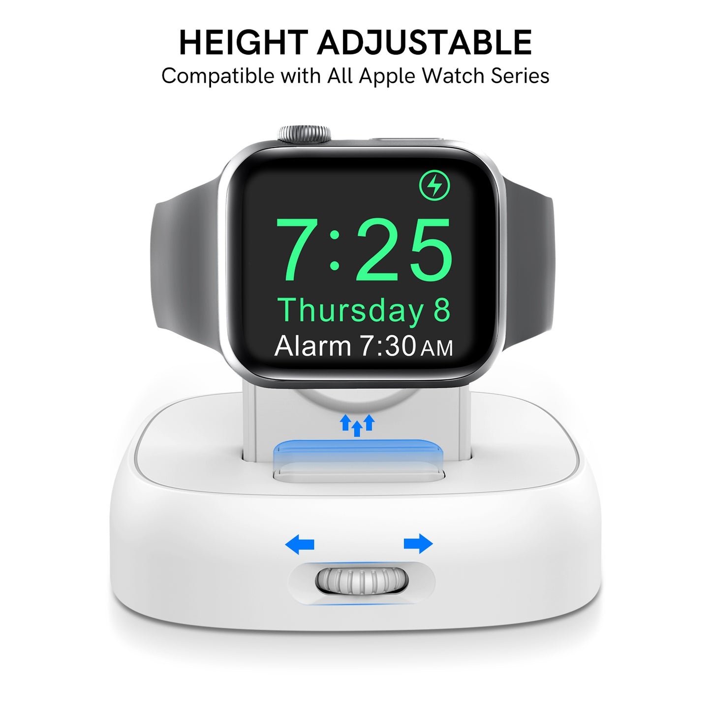 PT143 For Apple Watch 2 in 1 Magnetic Wireless Charger + Base, Height Adjustable - White