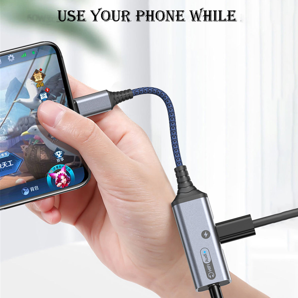 MH339A Type C to 3.5mm Headphone Jack HiFi Audio Adapter with PD 60W USB C Charging Port - Grey