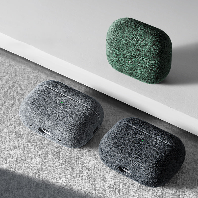 Shockproof Case for Apple AirPods Pro Suede Leather Case Bluetooth Headset Cover - Dark Grey