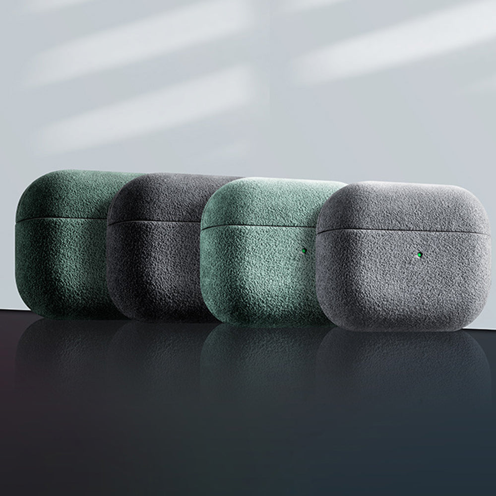 Suede Leather Anti-Drop Case for Apple AirPods 3 Bluetooth Earbuds Case Cover - Cyan