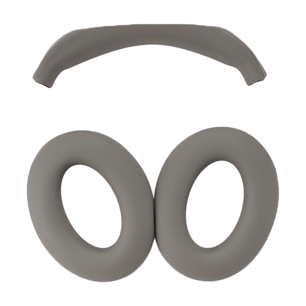 For Bose QC45 / QC35 / QC25 / QC15 / AE2 1 Pair Silicone Headphone Earpads Cushions+1 Headband Cover - Grey