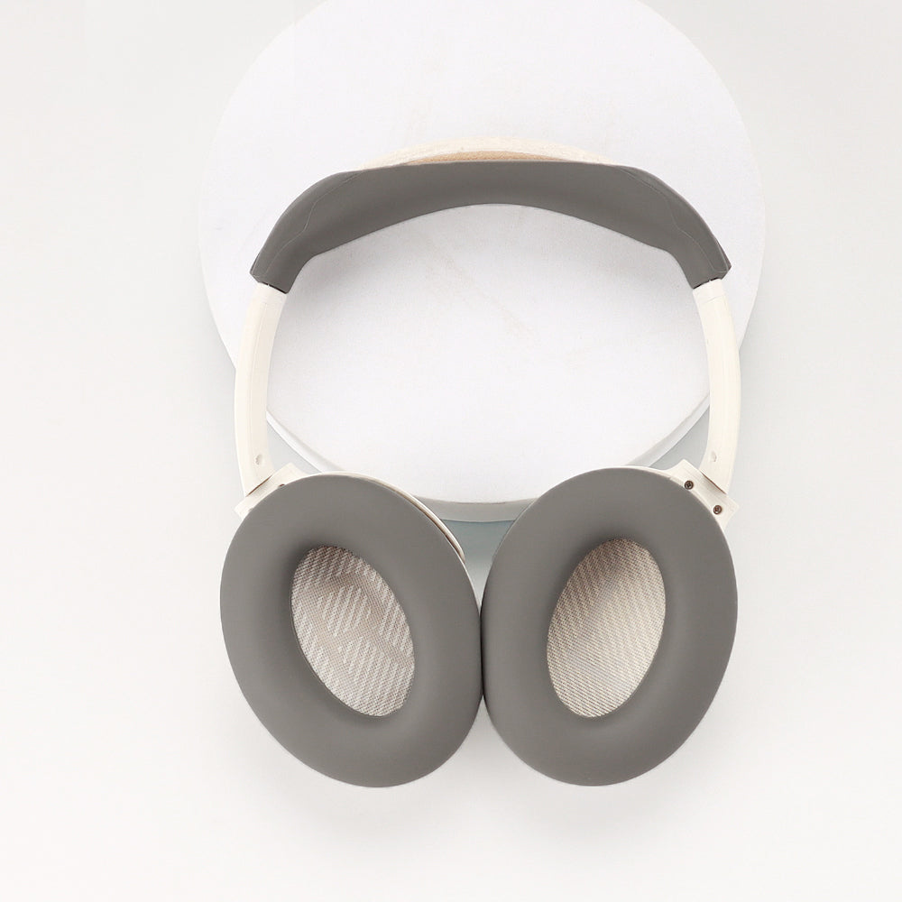 For Bose QC45 / QC35 / QC25 / QC15 / AE2 1 Pair Silicone Headphone Earpads Cushions+1 Headband Cover - Grey