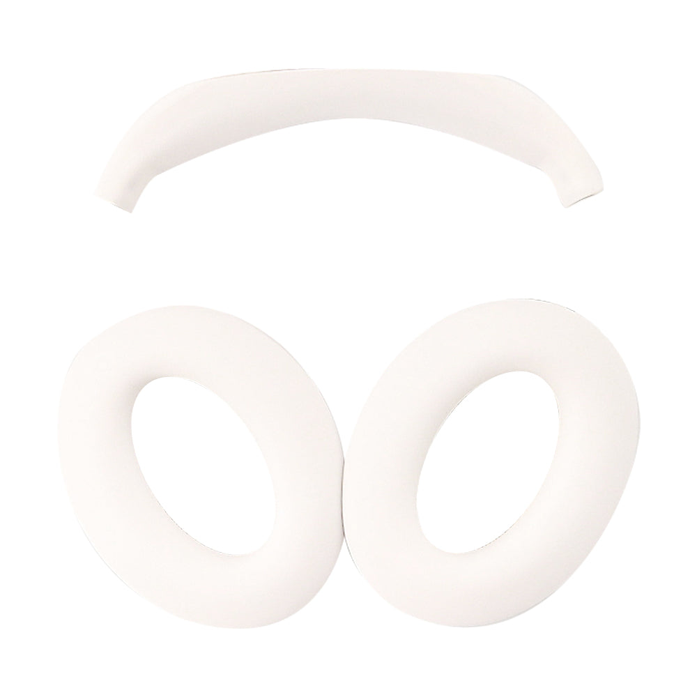 For Bose QC45 / QC35 / QC25 / QC15 / AE2 1 Pair Silicone Headphone Earpads Cushions+1 Headband Cover - White