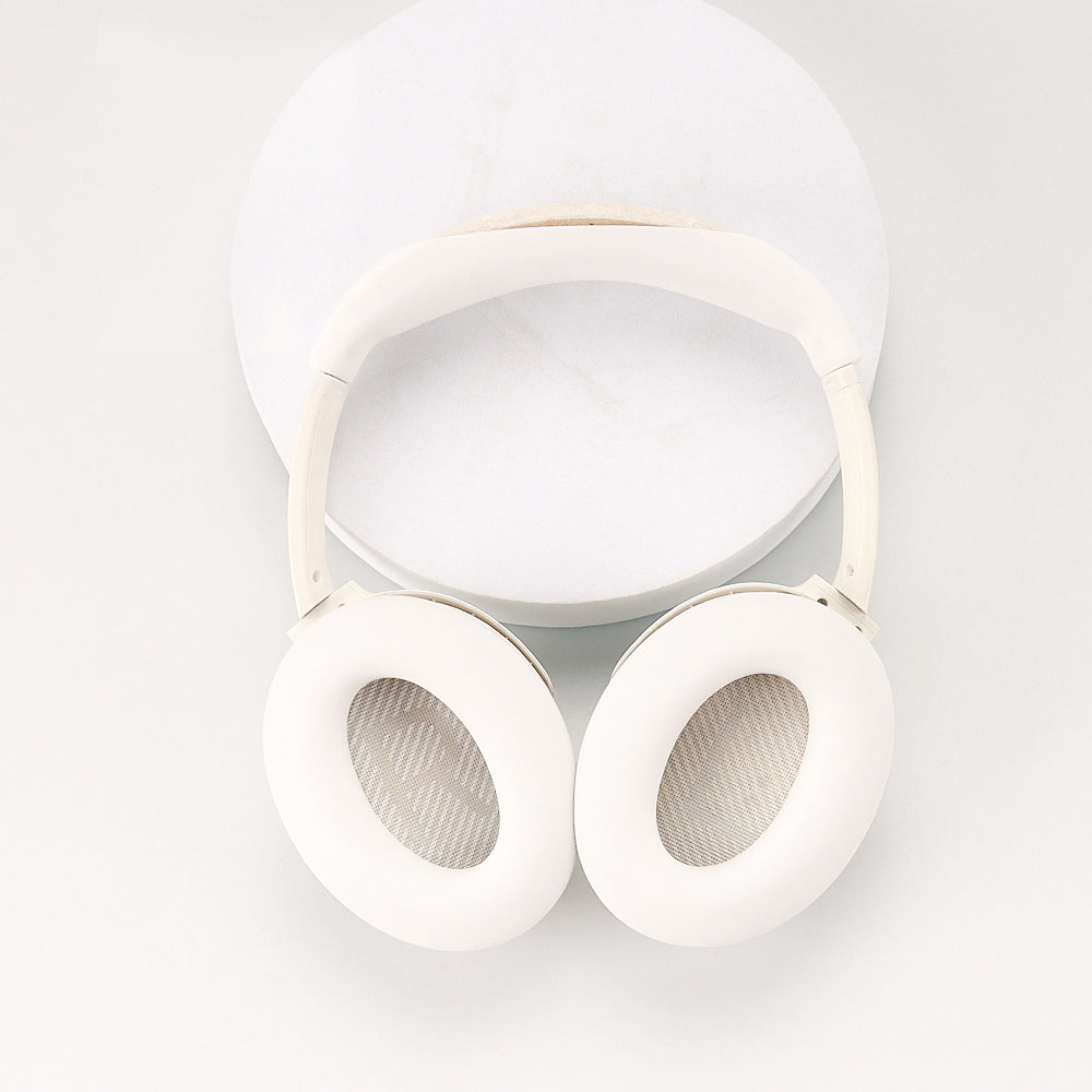 For Bose QC45 / QC35 / QC25 / QC15 / AE2 1 Pair Silicone Headphone Earpads Cushions+1 Headband Cover - White
