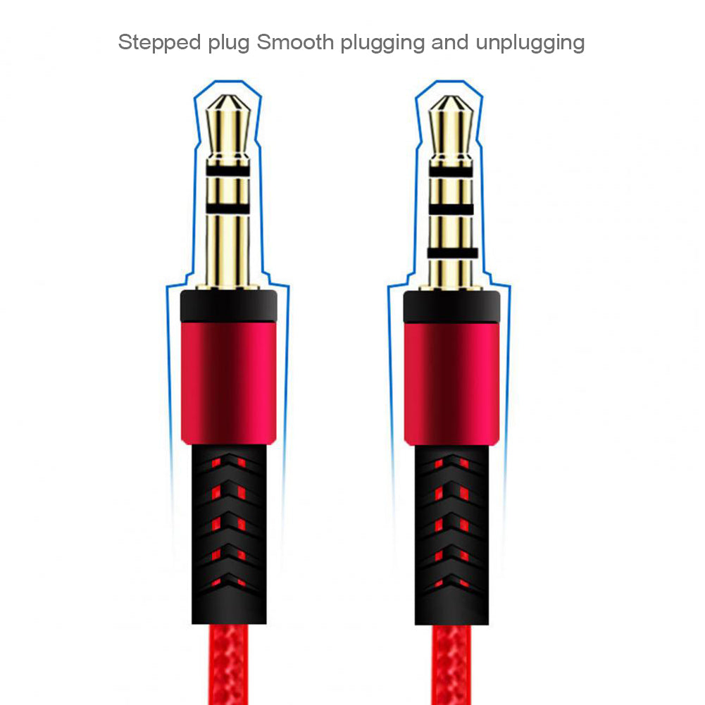 1.2m 3.5mm to 3.5mm Male to Male Stereo Audio Aux Cable Headphone Cord with Press Key Volume Control Mic - Red