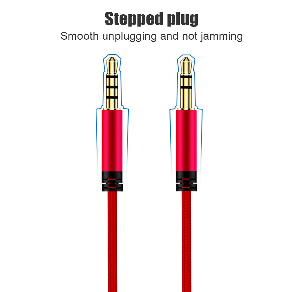 1.2m Earphone Cable Audio Extension Cable Jack 3.5mm to 3.5mm Male to Male Aux Cable Cord with Sliding Volume Control Mic - Red