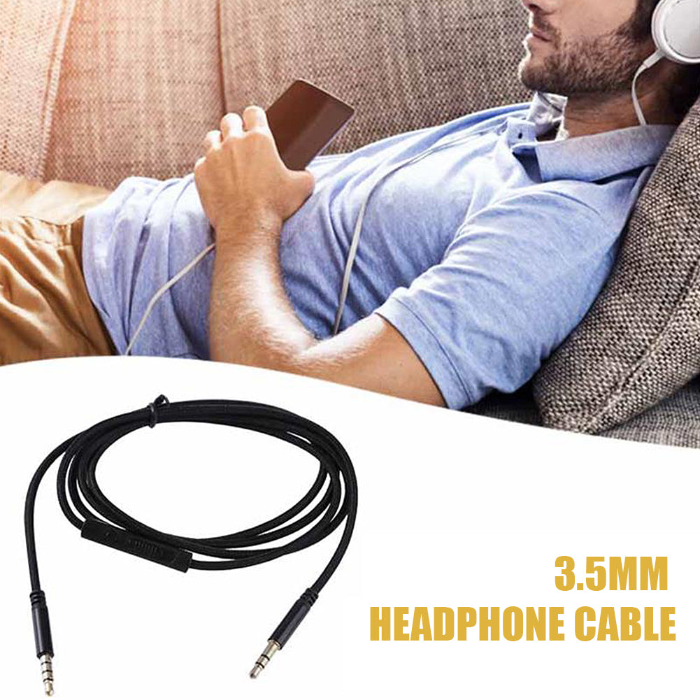 1.2m Earphone Cable Audio Extension Cable Jack 3.5mm to 3.5mm Male to Male Aux Cable Cord with Sliding Volume Control Mic - Gold