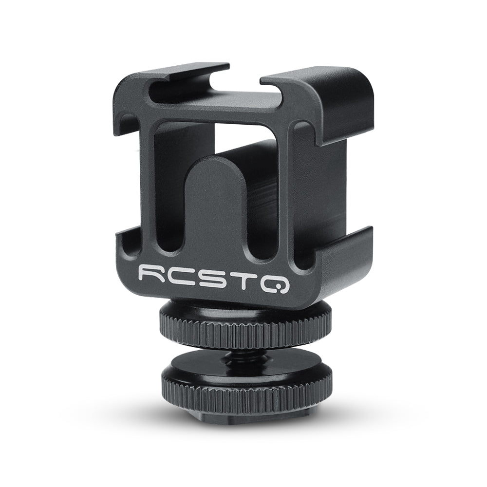 Uniqkart Aluminum Alloy Three Head Cold Shoe Extend Port Mount Adapter with Hot Shoe Base Set