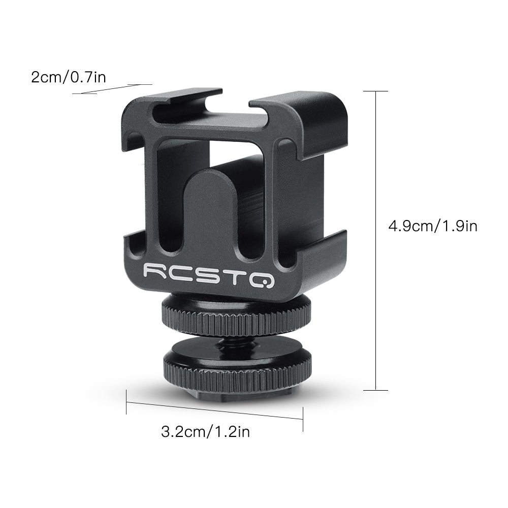 Uniqkart Aluminum Alloy Three Head Cold Shoe Extend Port Mount Adapter with Hot Shoe Base Set