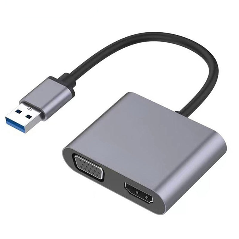 USB to VGA HD 2-in-1 Portable USB Hub Laptop Docking Station HD Video Adapter Cable 1080P