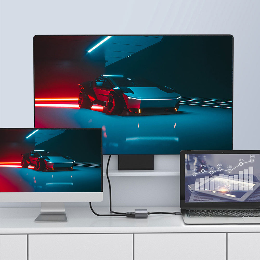 USB to VGA HD 2-in-1 Portable USB Hub Laptop Docking Station HD Video Adapter Cable 1080P