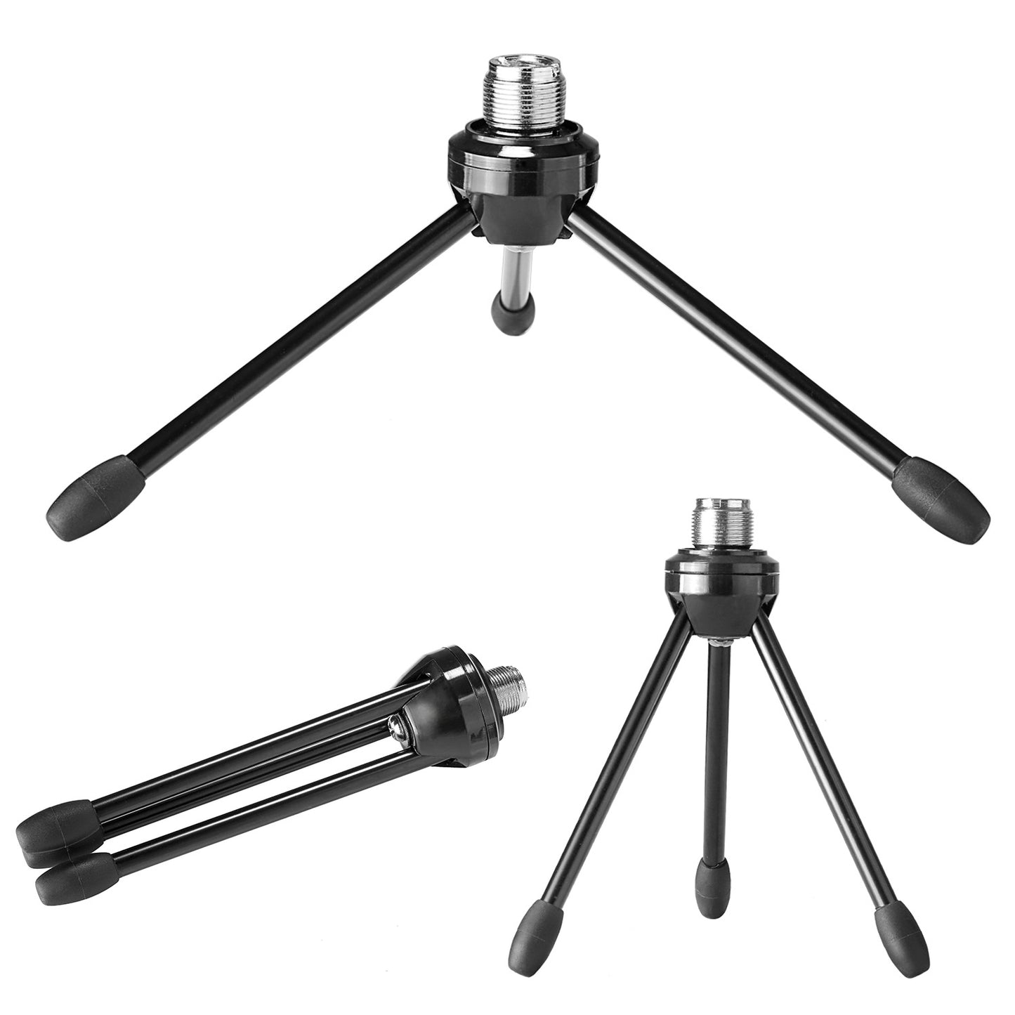 Uniqkart NW-88467 Desktop Microphone Tripod Stand for Live Streaming, Recording, Anti-Slip Folding Condenser Mic Holder