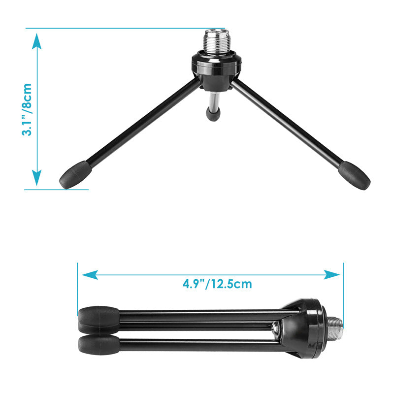 Uniqkart NW-88467 Desktop Microphone Tripod Stand for Live Streaming, Recording, Anti-Slip Folding Condenser Mic Holder