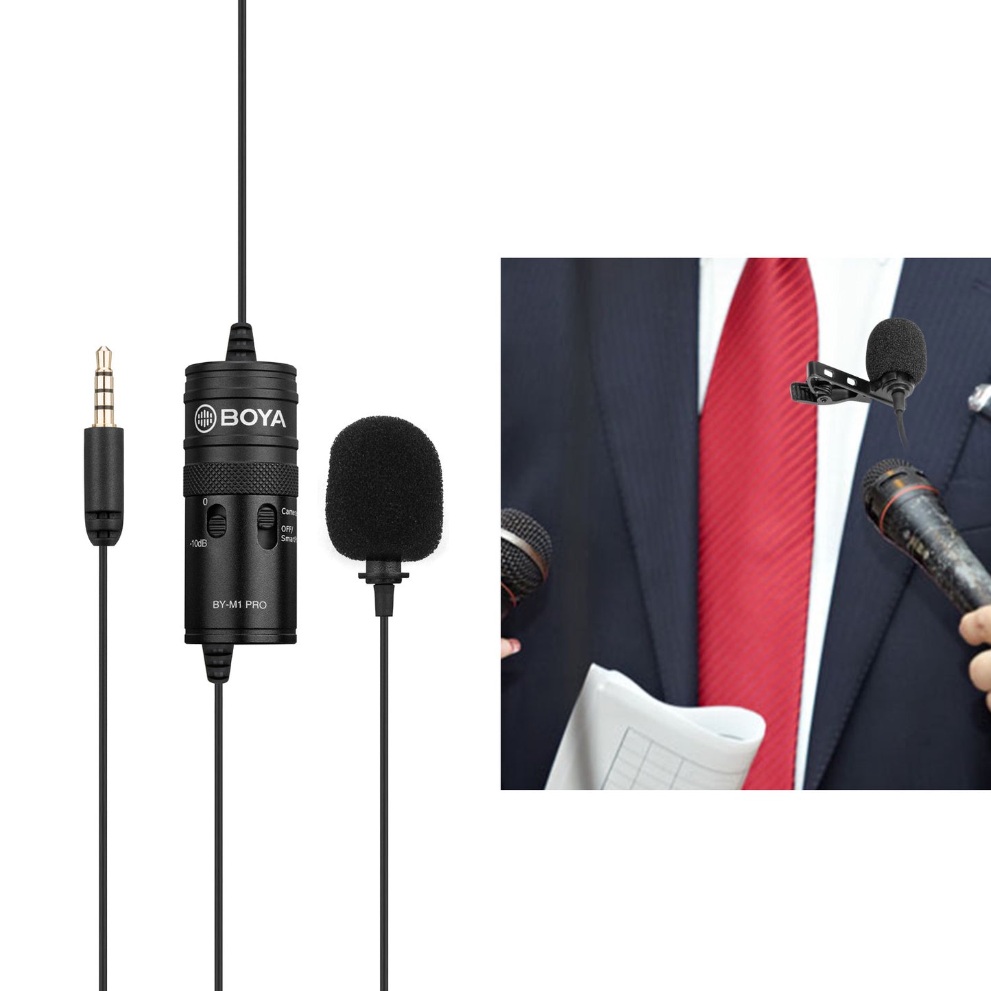 BOYA BY-M1 Pro Omni-Directional Lavalier Microphone Single Head Clip-on Condenser Mic for Smartphone DSLR Camcorder