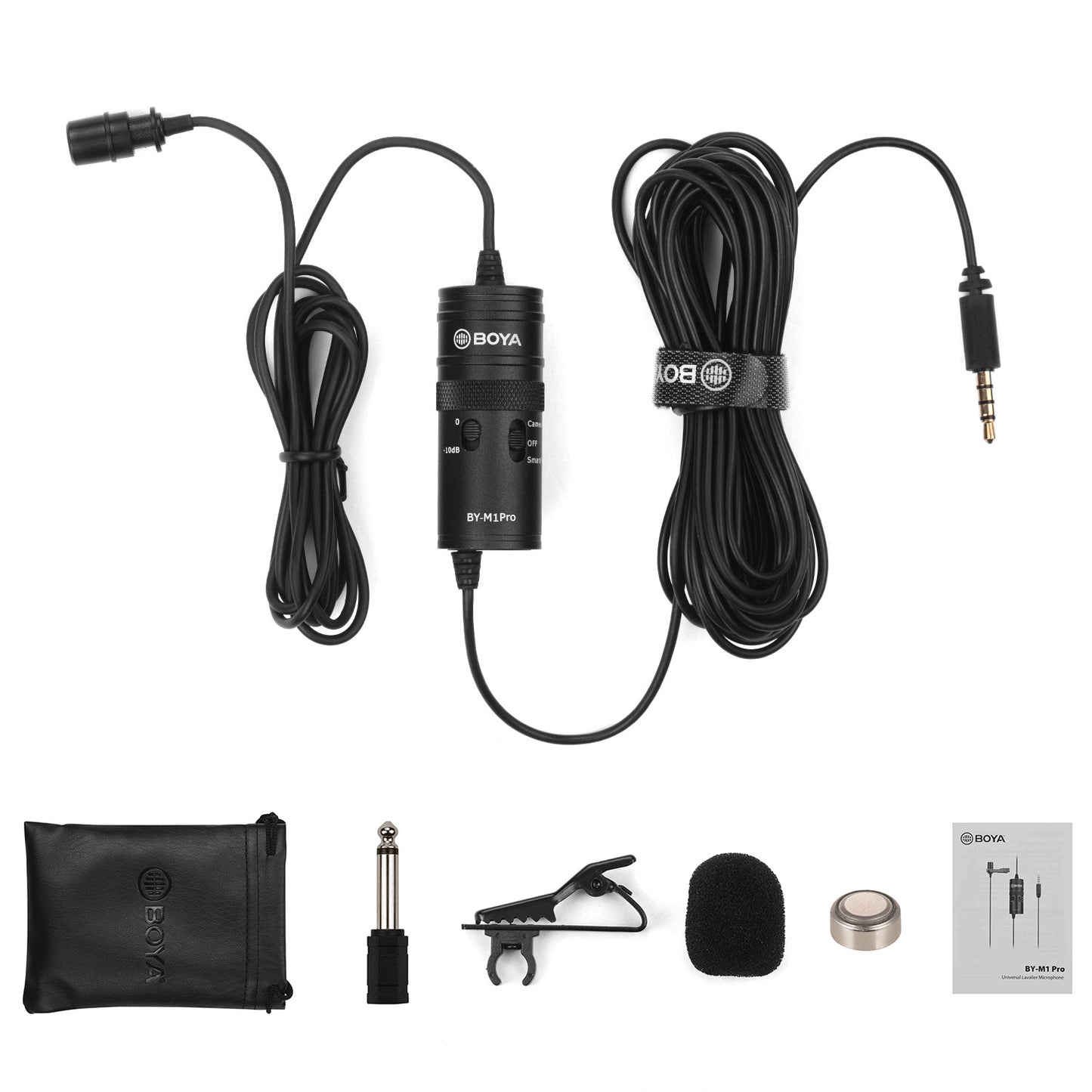 BOYA BY-M1 Pro Omni-Directional Lavalier Microphone Single Head Clip-on Condenser Mic for Smartphone DSLR Camcorder