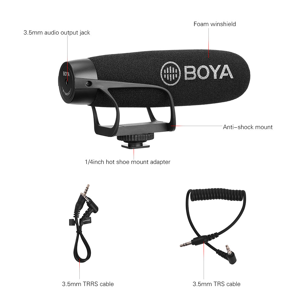 BOYA BY-BM2021 Super Cardioid Directional Interview Video Recording Camera Microphone