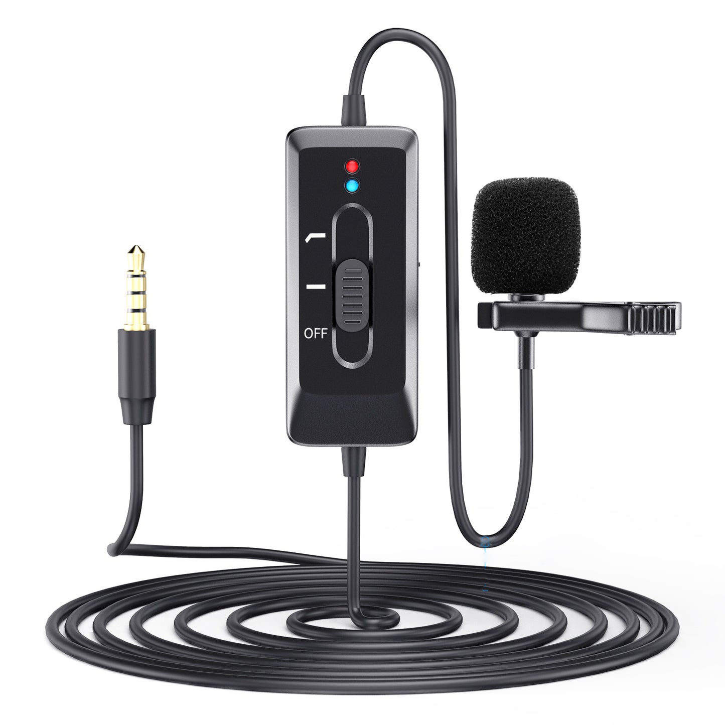 MAMEN KM-D2 Lavalier Condenser Microphone Cilp-on Lapel Mic 6+2m Omnidirectional for Phone Camcorder Vlog Video