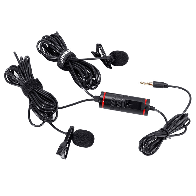MAMEN KM-D1 Pro Dual Head Clip Lapel Microphone Lavalier Condenser Recording Mic for Phone DSLR Camera
