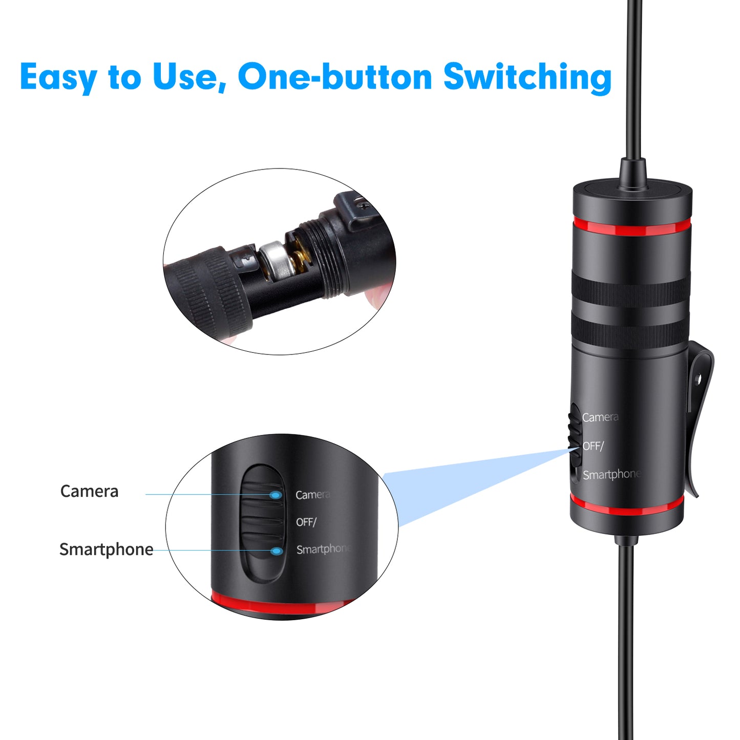 MAMEN KM-D1 Lavalier Condenser Mini Microphone Cilp-on Lapel Mic for Phone/Camera DSLR Camcorder Vlog Video