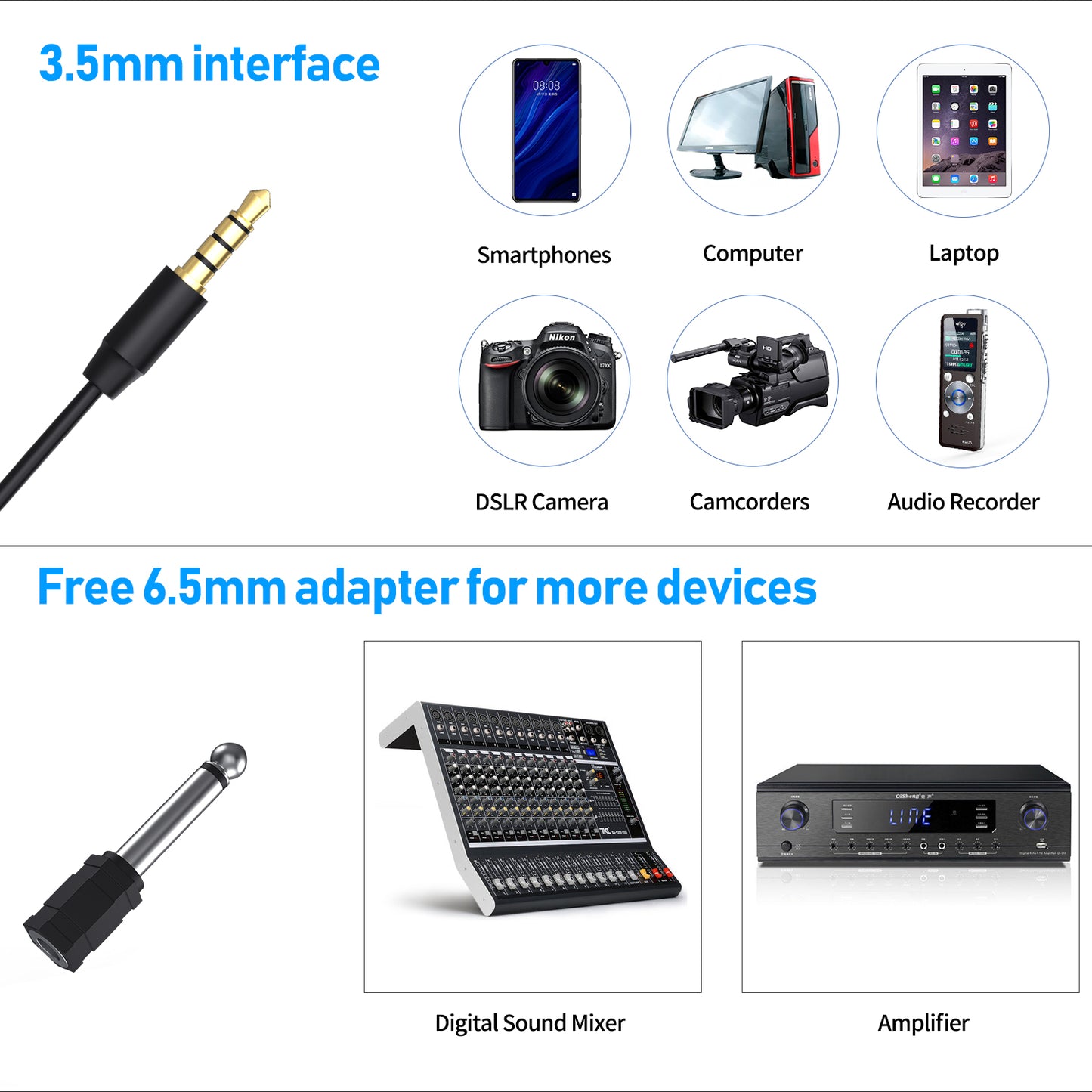 MAMEN KM-D1 Lavalier Condenser Mini Microphone Cilp-on Lapel Mic for Phone/Camera DSLR Camcorder Vlog Video