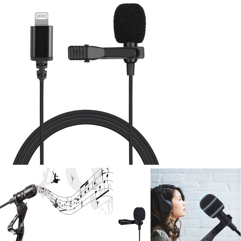 Mini Karaoke Record Lavalier Lapel Microphone 2m for iPhone iPad etc.