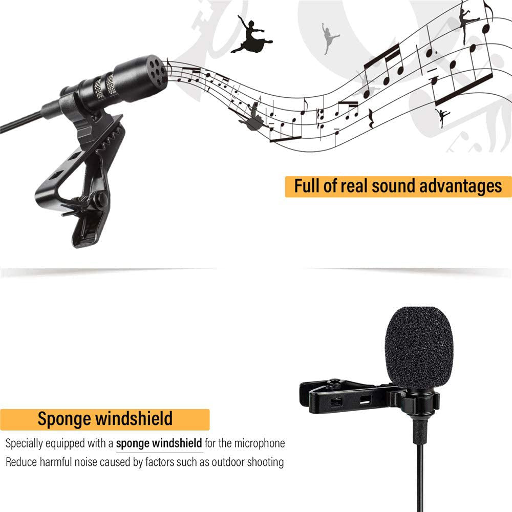 Mini Karaoke Record Lavalier Lapel Microphone 2m for iPhone iPad etc.