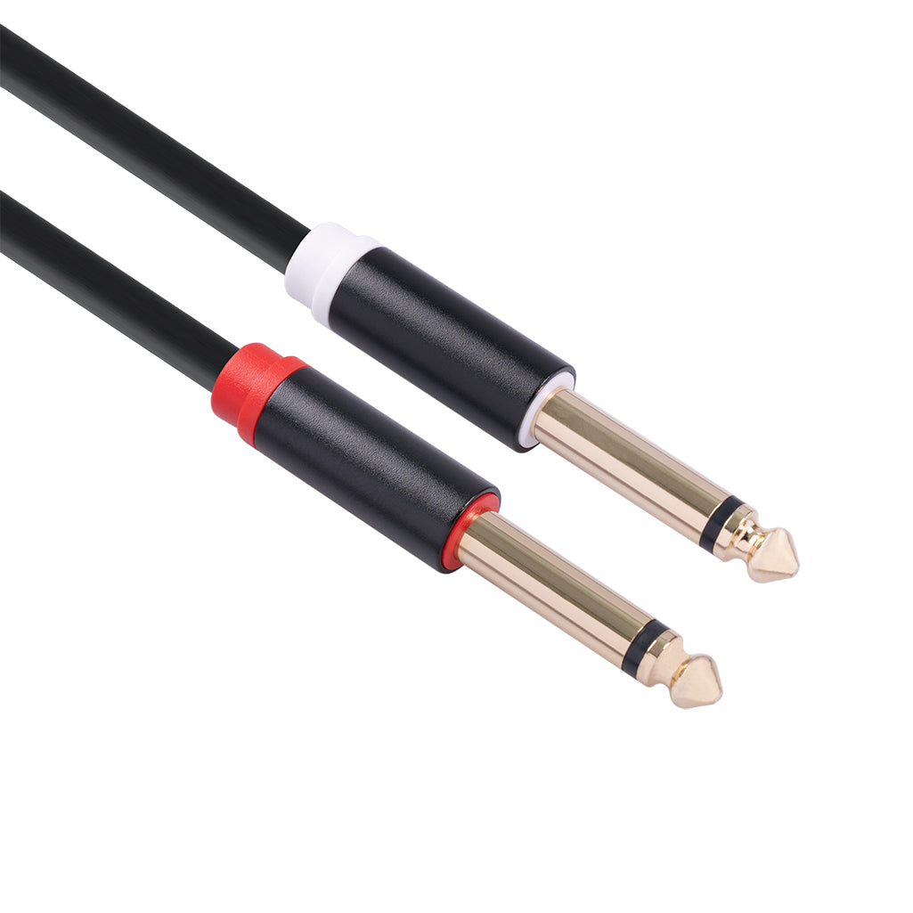 SY0163-15 1.5m Dual RCA Male to Dual 6.35mm Male Audio Cable Connection Cord for Amplifier Speaker