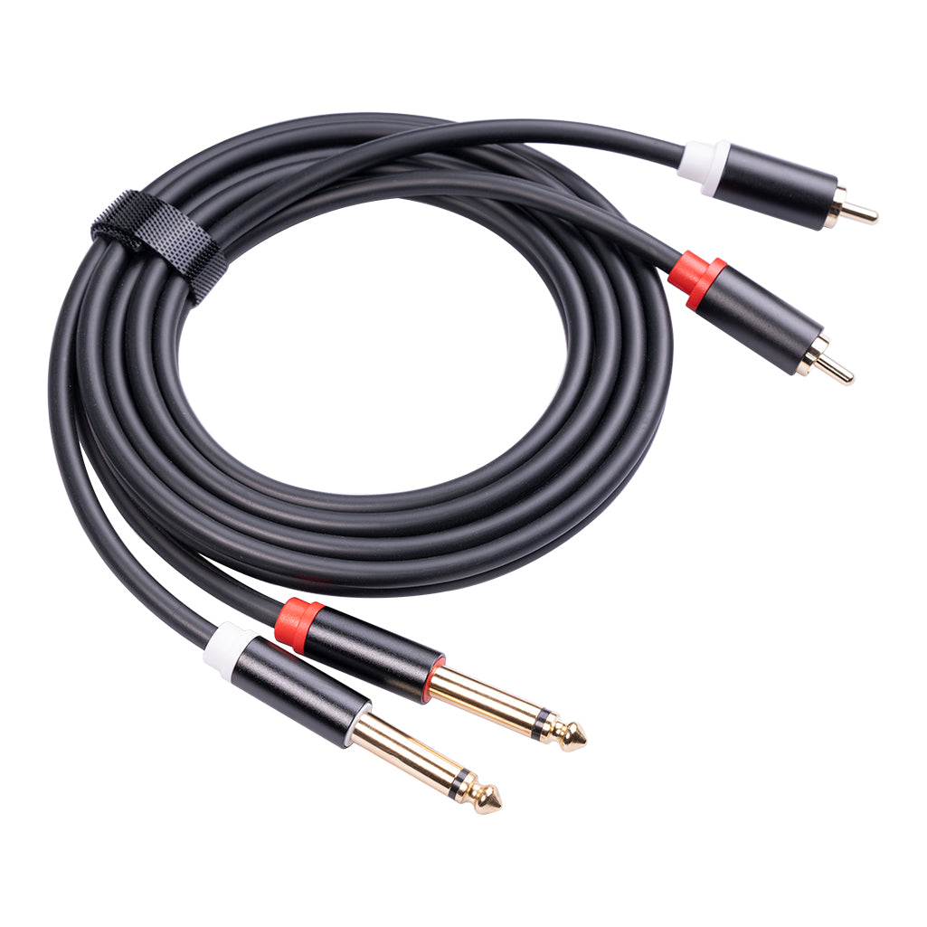 SY0163-15 1.5m Dual RCA Male to Dual 6.35mm Male Audio Cable Connection Cord for Amplifier Speaker