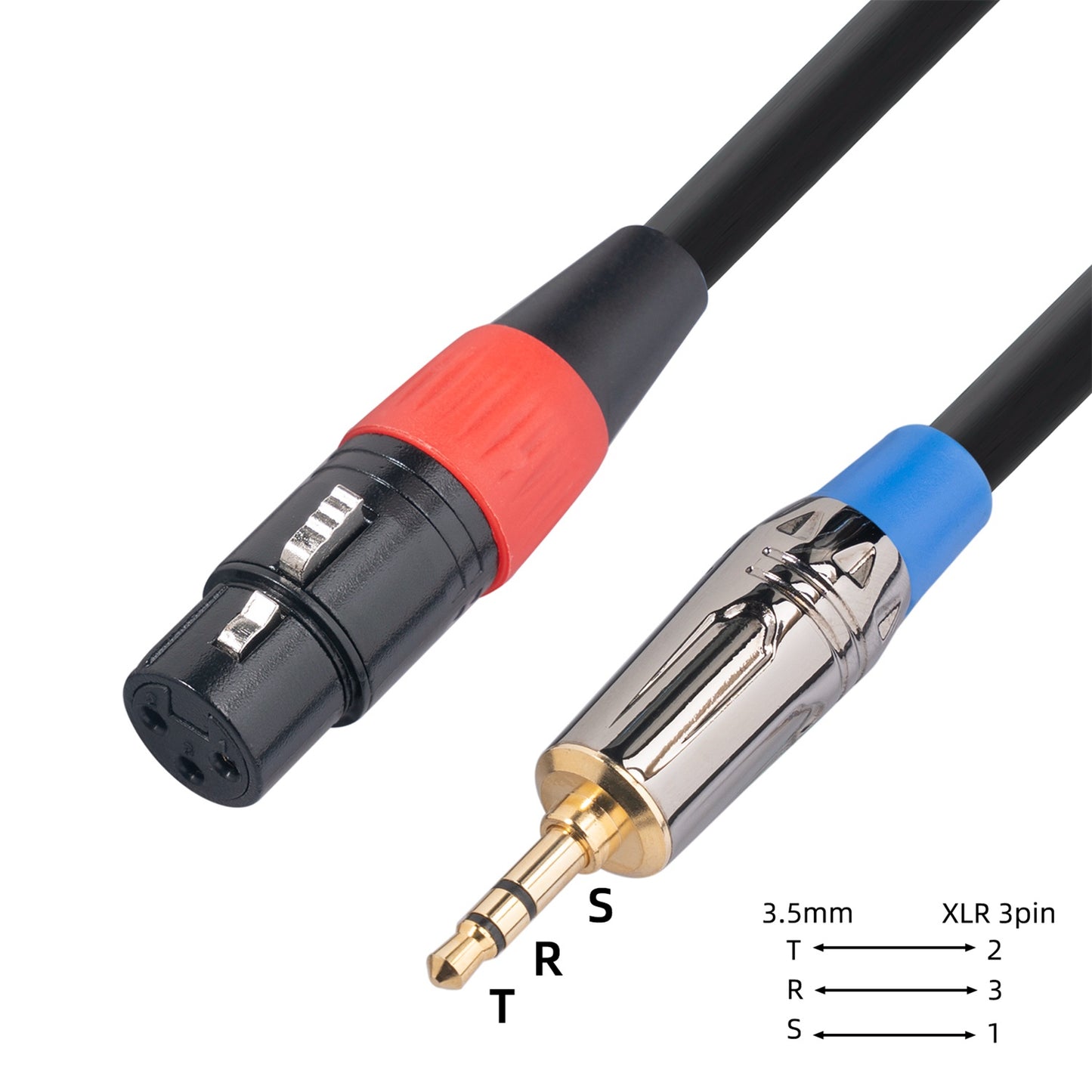 TC194BUXK107-50 5m Converter Cable for Mobile Phone / Sound Card / Mixer 3.5mm Male to XLR 3Pin Female Adapter Cord