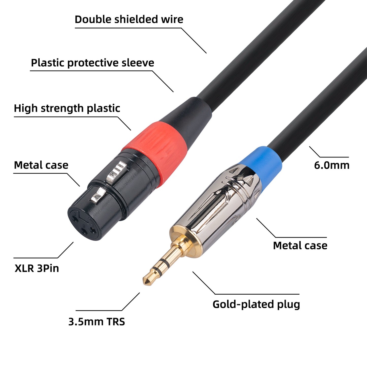 TC194BUXK107-50 5m Converter Cable for Mobile Phone / Sound Card / Mixer 3.5mm Male to XLR 3Pin Female Adapter Cord