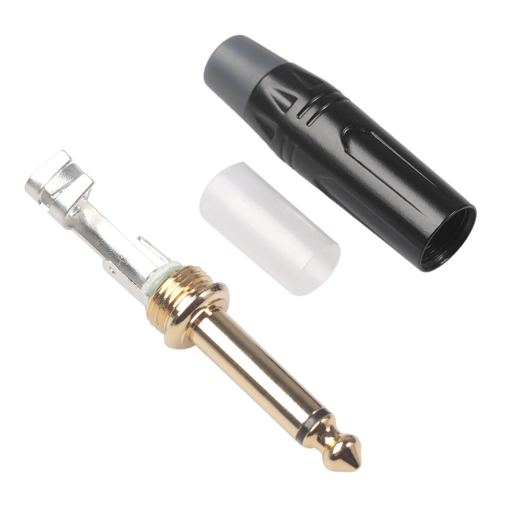 TC144 6.35mm Mono Plug Electric Guitar / Sound Card / Microphone Gold Plated Audio Connector - Black